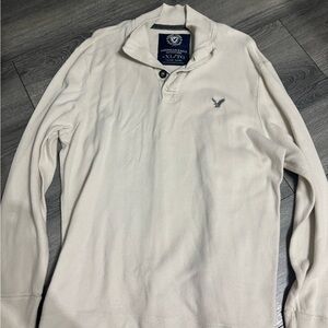 American Eagle Outfitters Men's Off-White Henley Shirt